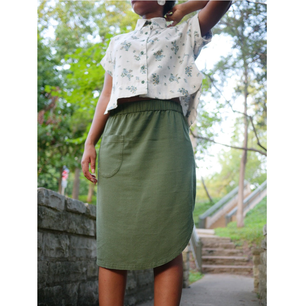 Green midi shop skirt quilt